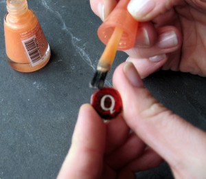 Touching up edges with nail varnish Touching up edges with nail varnish